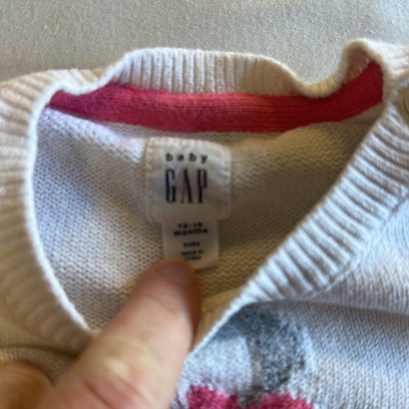 GAP - White and Black Striped Long sleeve knit Sweater with Monster design - Picture 3 of 3